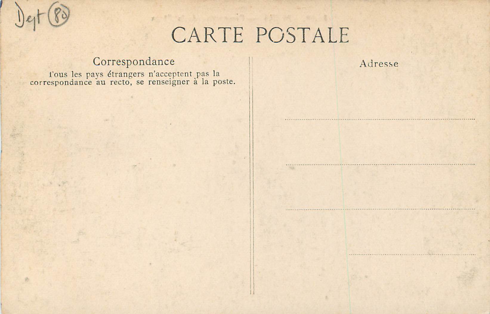CPA Mers Perspective de la Plage — Verso