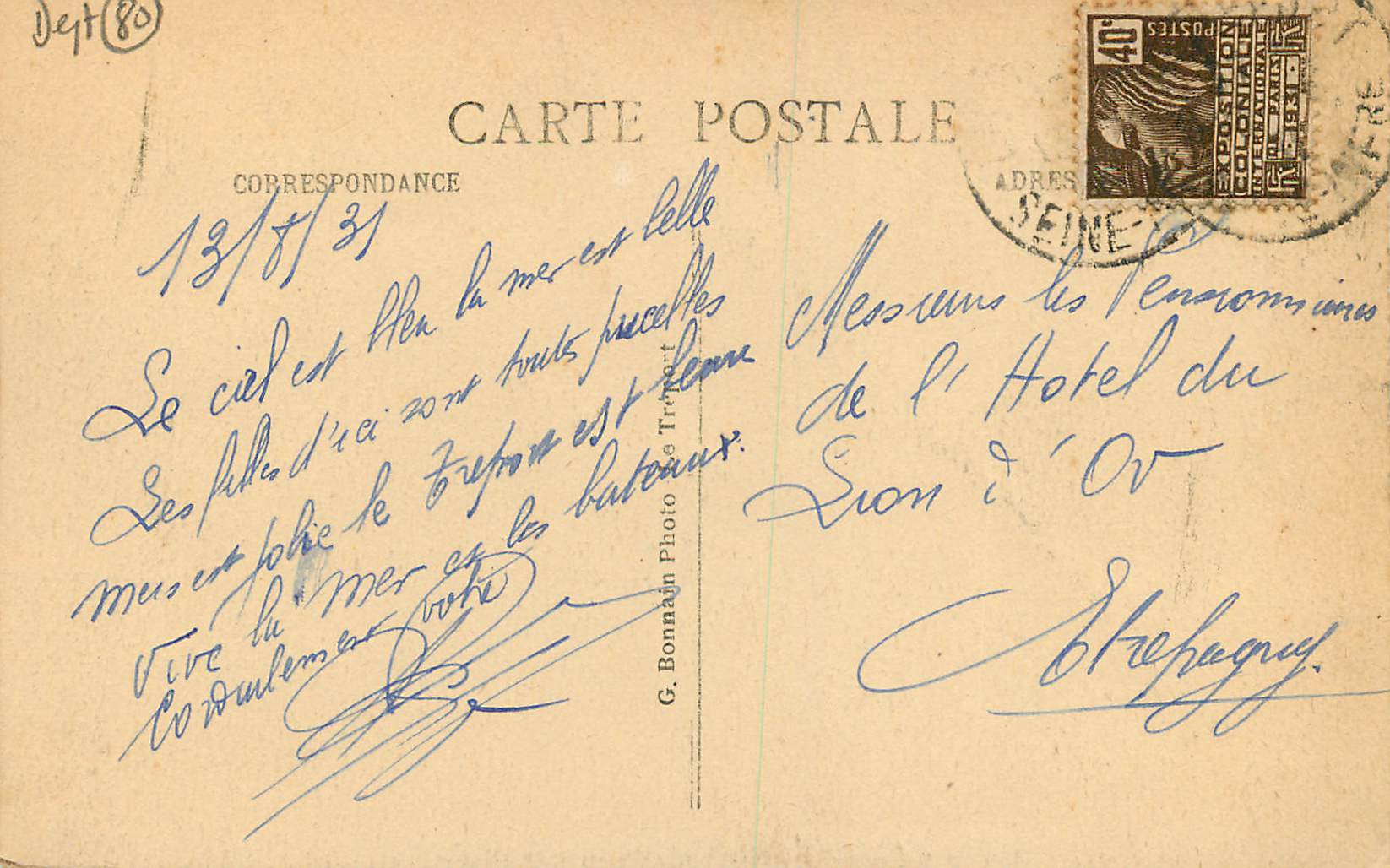 CPA Mers Les Bains Vue Generale — Verso