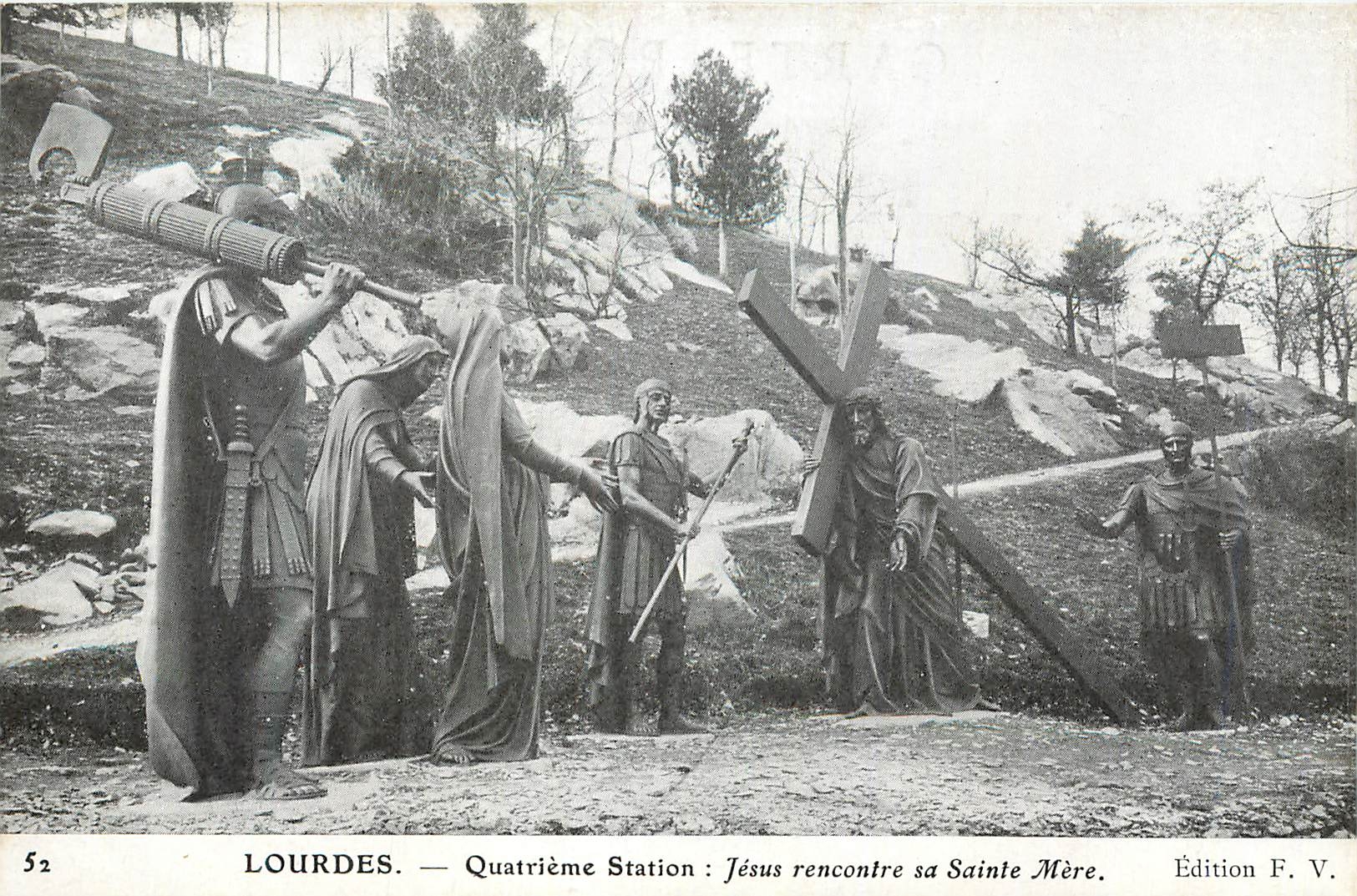 CPA Lourdes Quatrieme Station Jesus Rencontre sa Sainte Marie