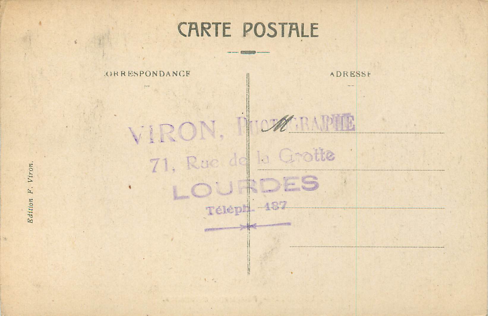 CPA Lourdes Pelerinage d'Hommes — Verso