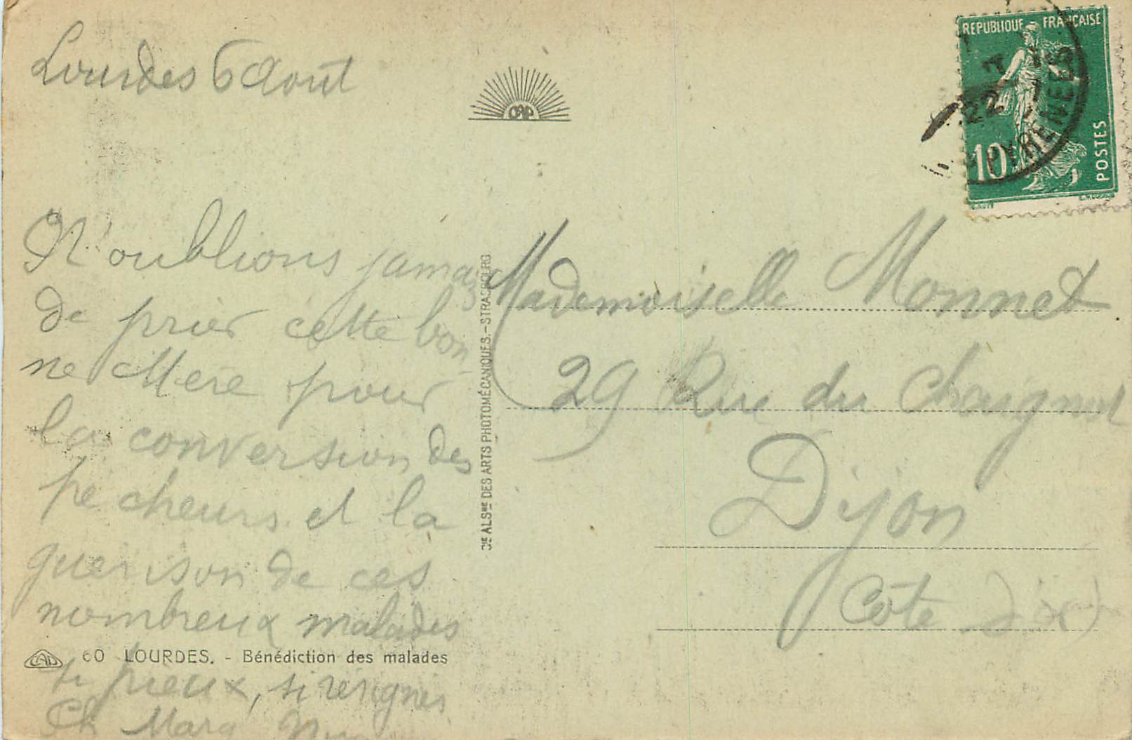 CPA Lourdes Benediction des Malades — Rückseite