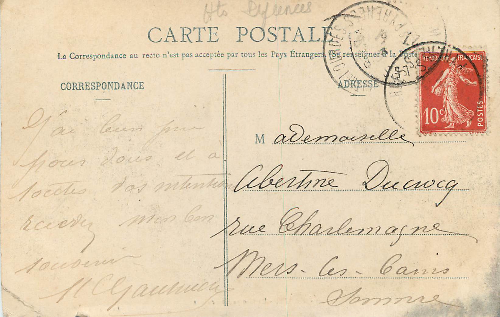 CPA Lourdes La Grotte Miraculeuse — Verso
