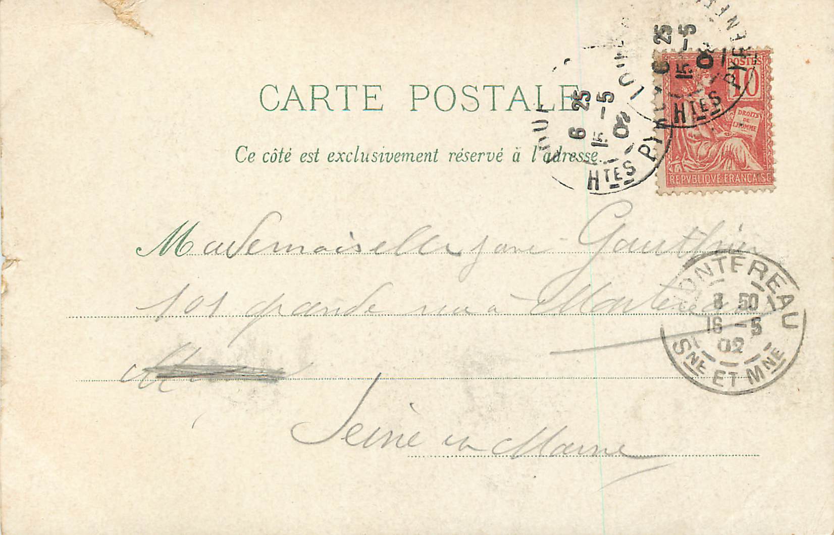 CPA Lourdes La Grotte Miraculeuse — Verso