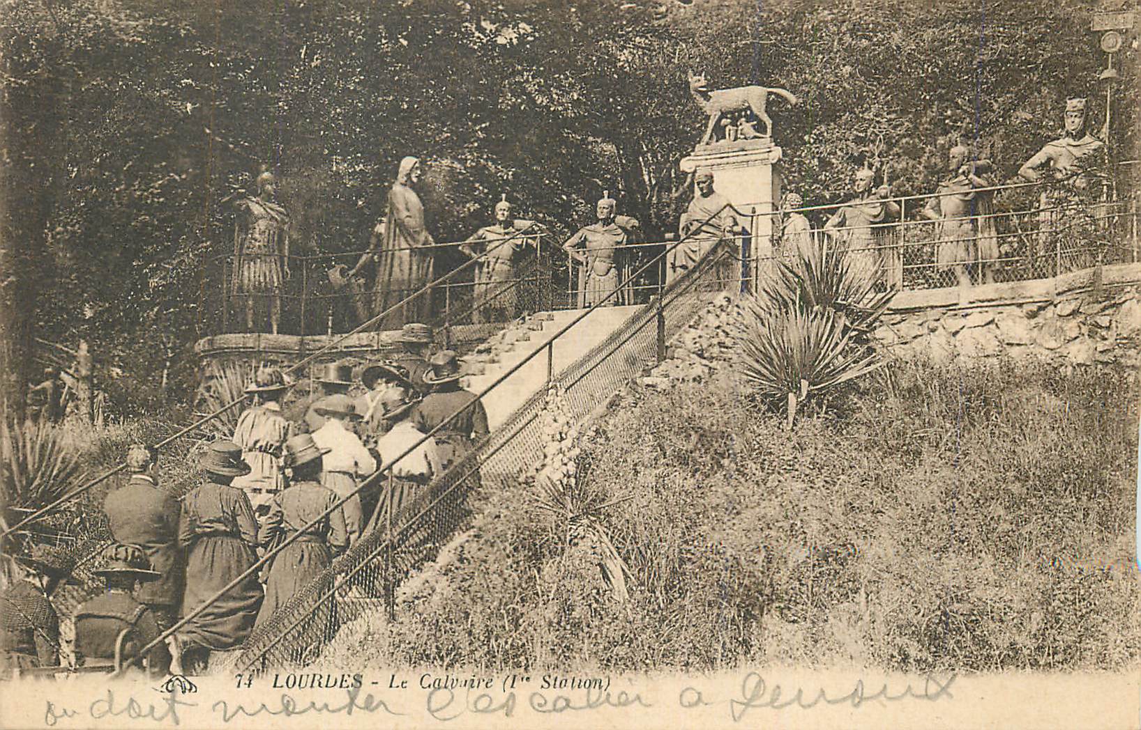 CPA Lourdes Le Calvaire (Iere Station)