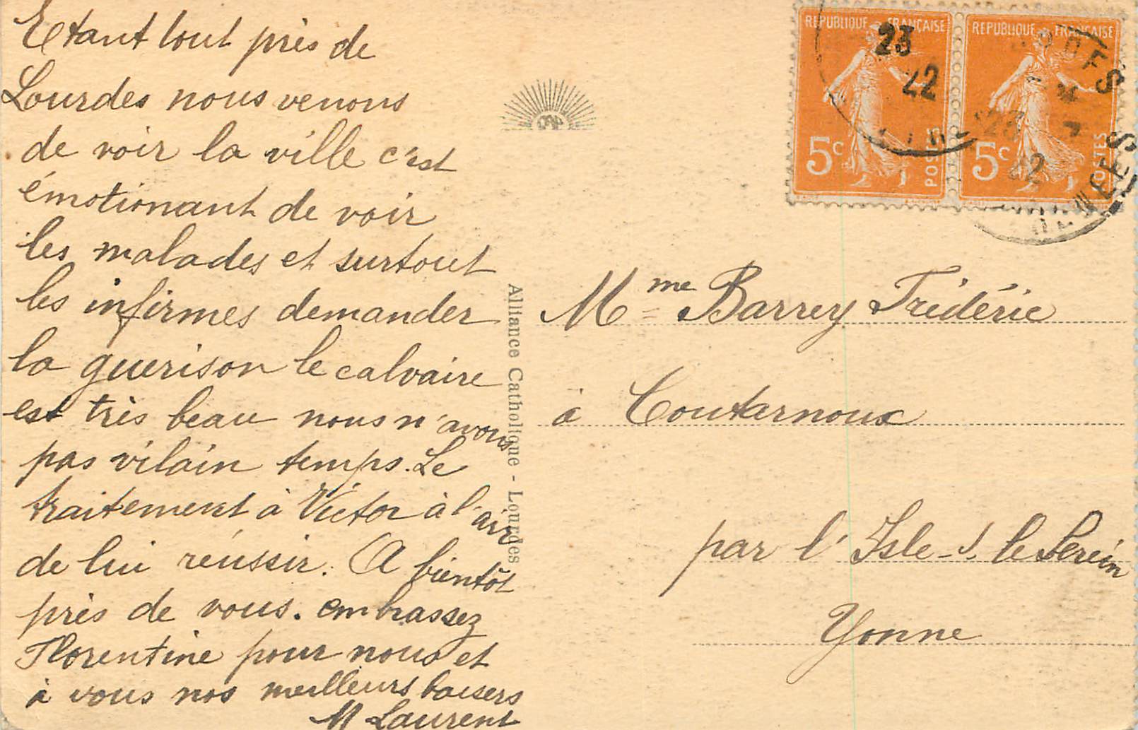 CPA Lourdes Benediction des Malades — Verso