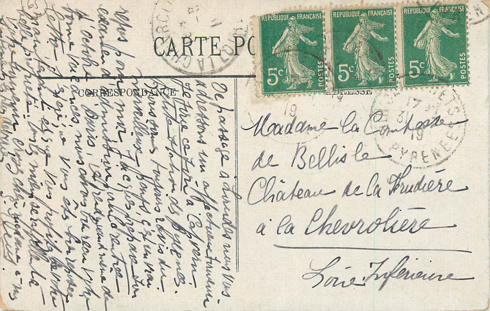 CPA Lourdes La Grotte — Verso
