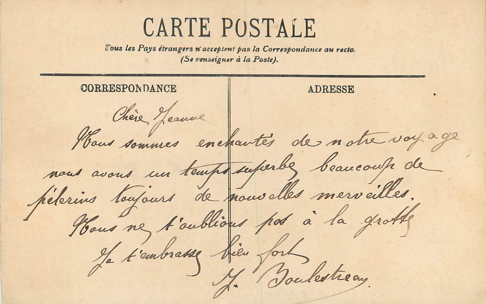 CPA Lourdes La Vierge Couronnee — Rückseite