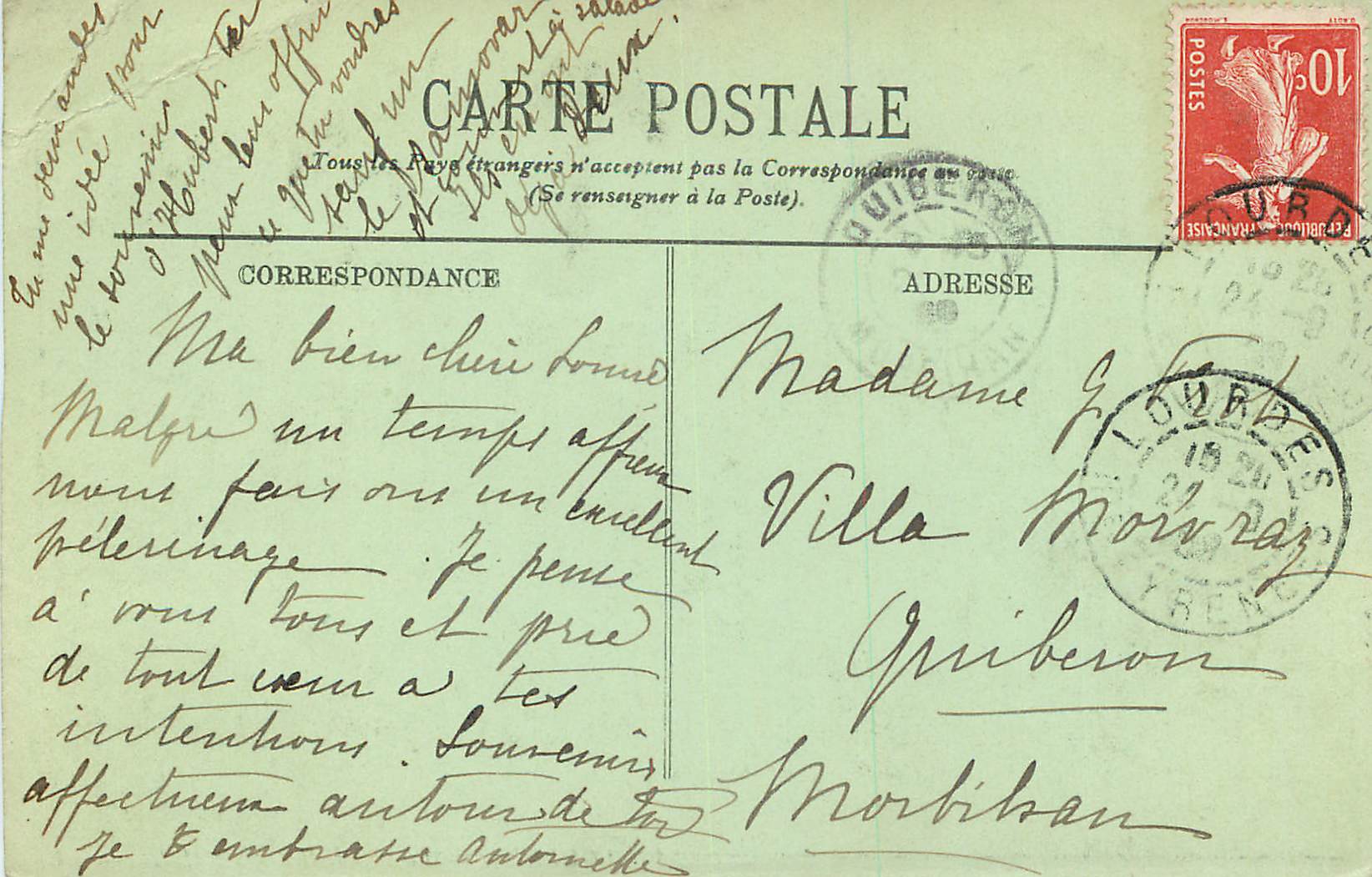 CPA Lourdes Benediction des Malades — Verso