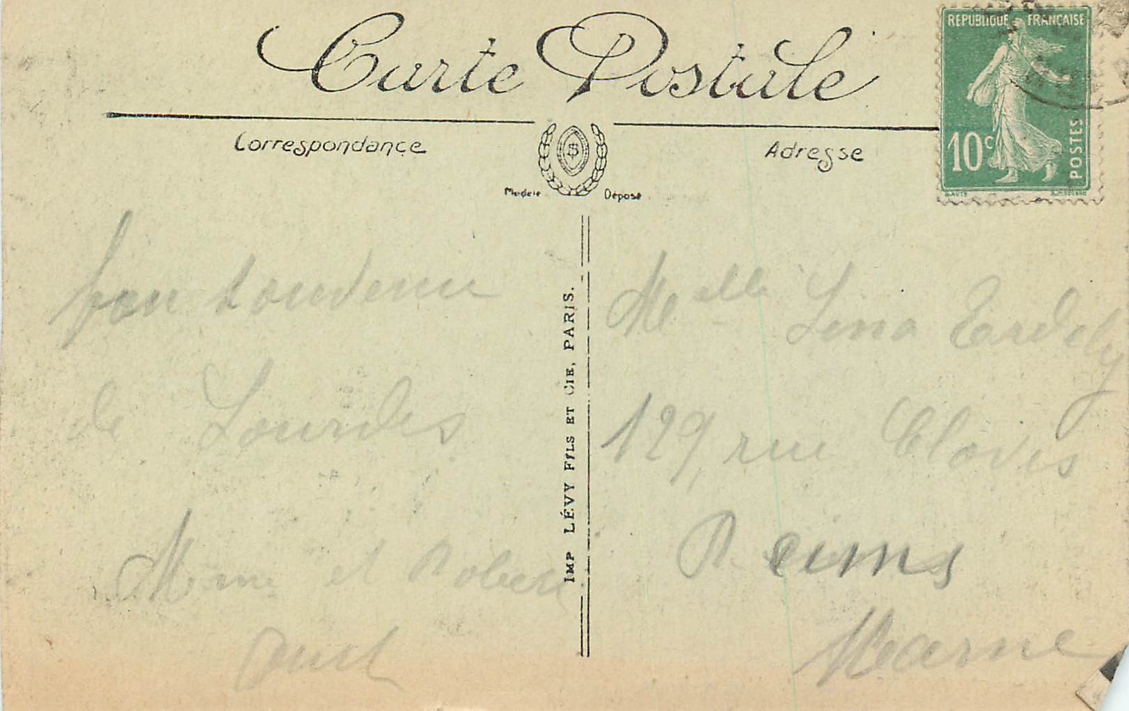 CPA Lourdes La Benediction des Malades — Verso