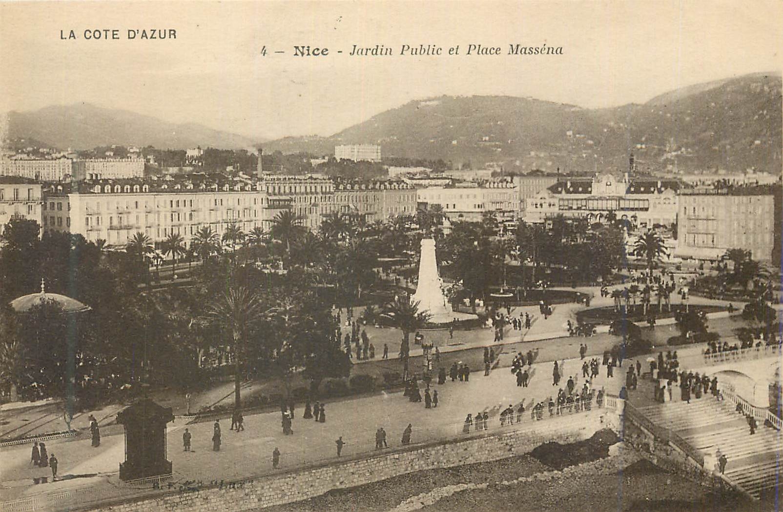 CPA Cote d'Azur Nice Jardin Public et Place Massena