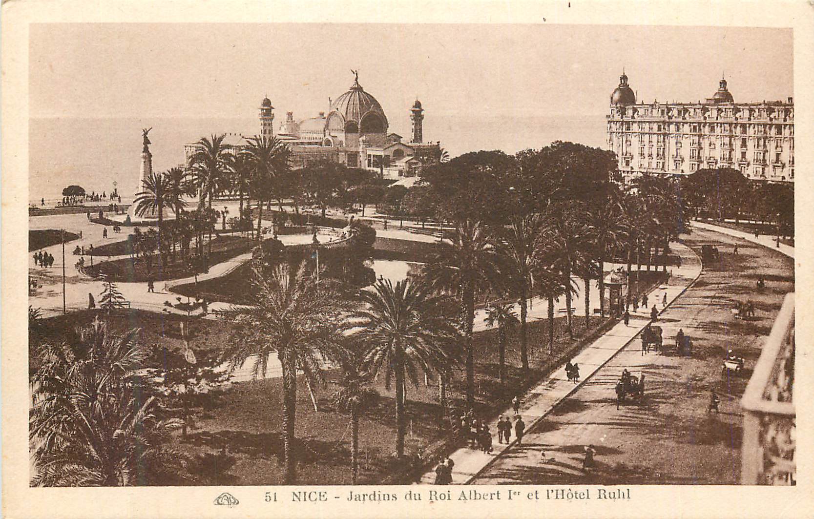 CPA Nice Jardin du Roi Albert Ier et L'Hotel Ruhl