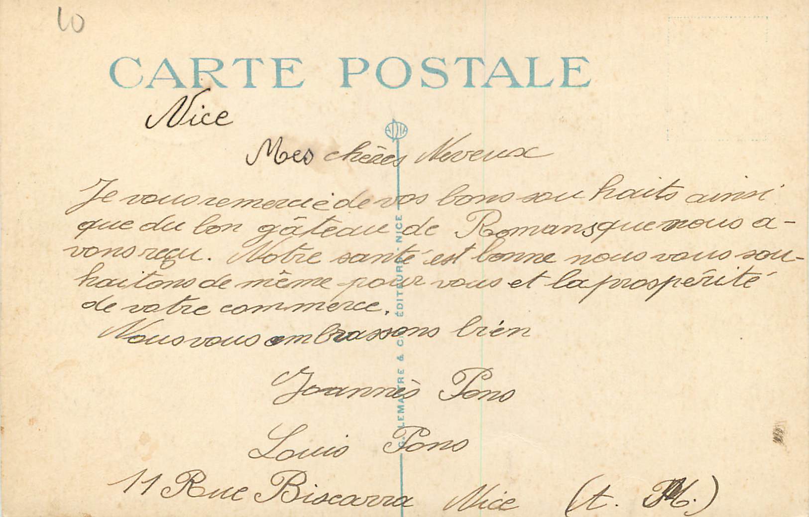 CPA Nice Jardin Albert Ier La Poesie Pastorale — Rückseite
