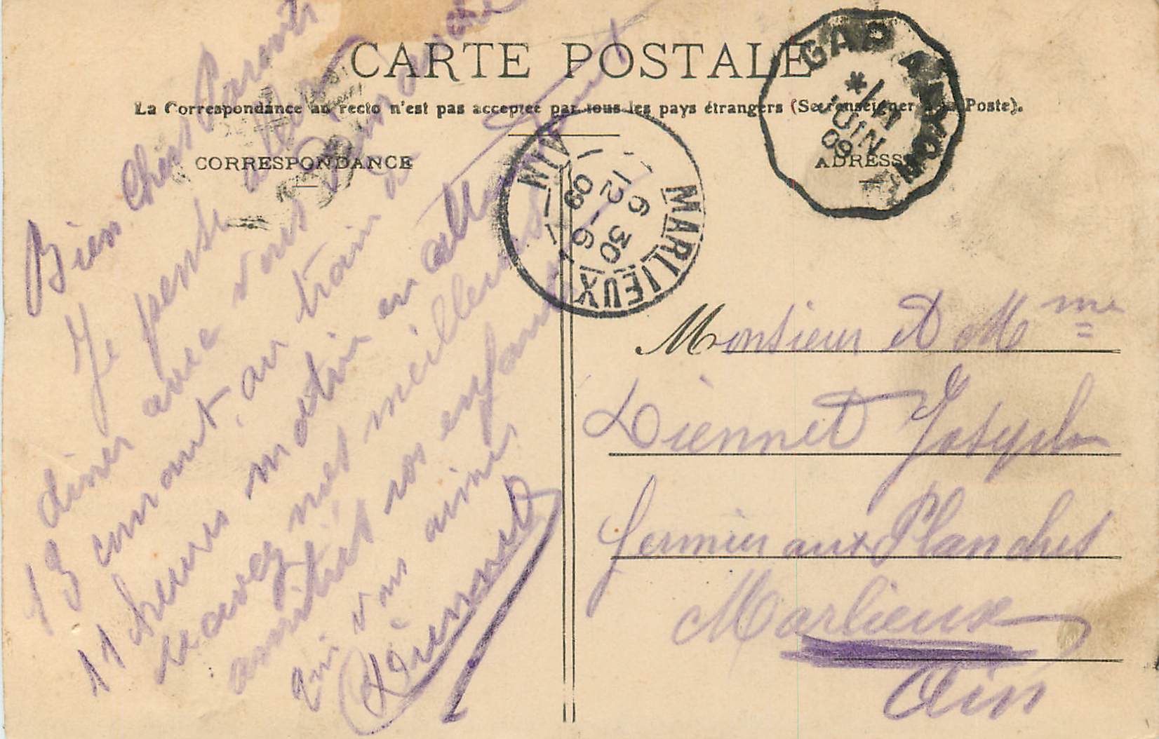 CPA Lyon Place des Jacobins Tramway — Verso