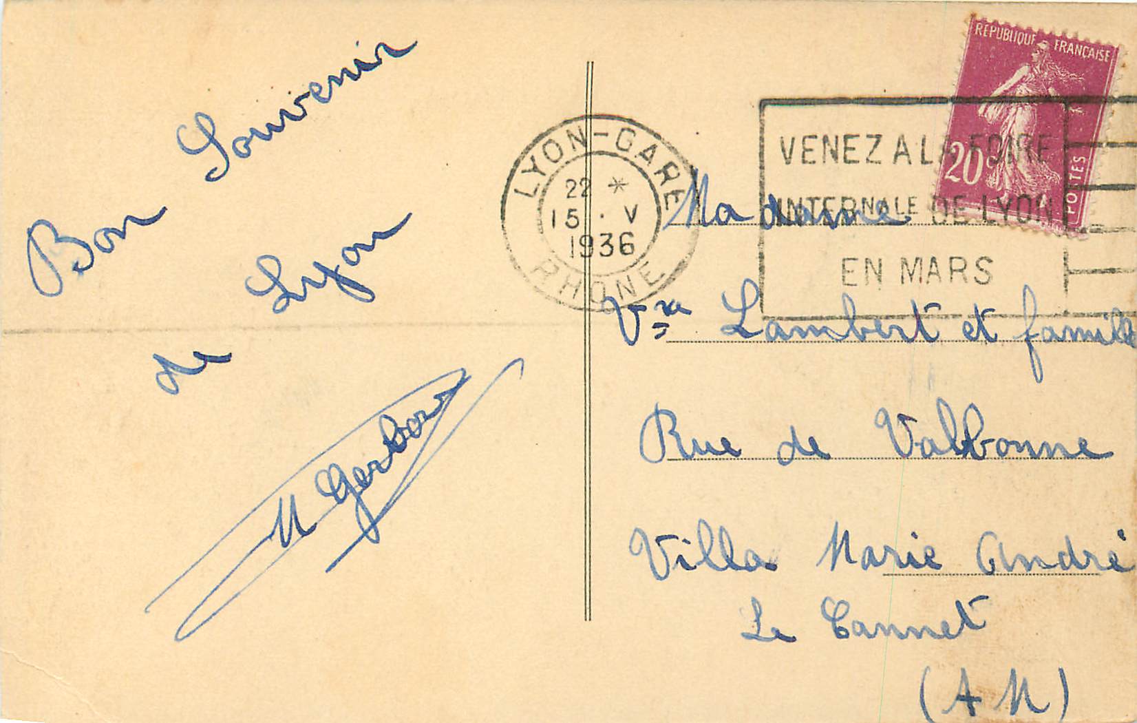 CPA Lyon La Prefecture — Verso