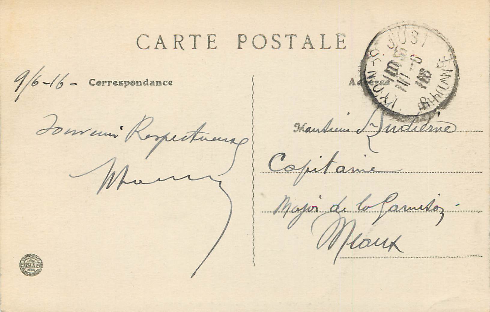 CPA Lyon La Prefecture — Verso