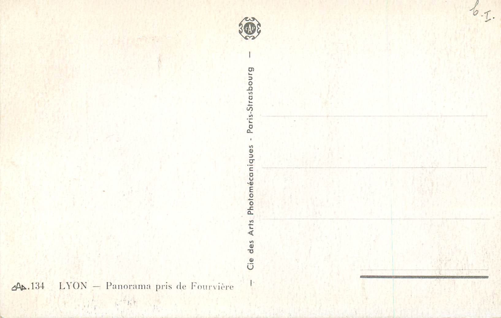 CPA Lyon Panorama Pris de Fourviere — Verso