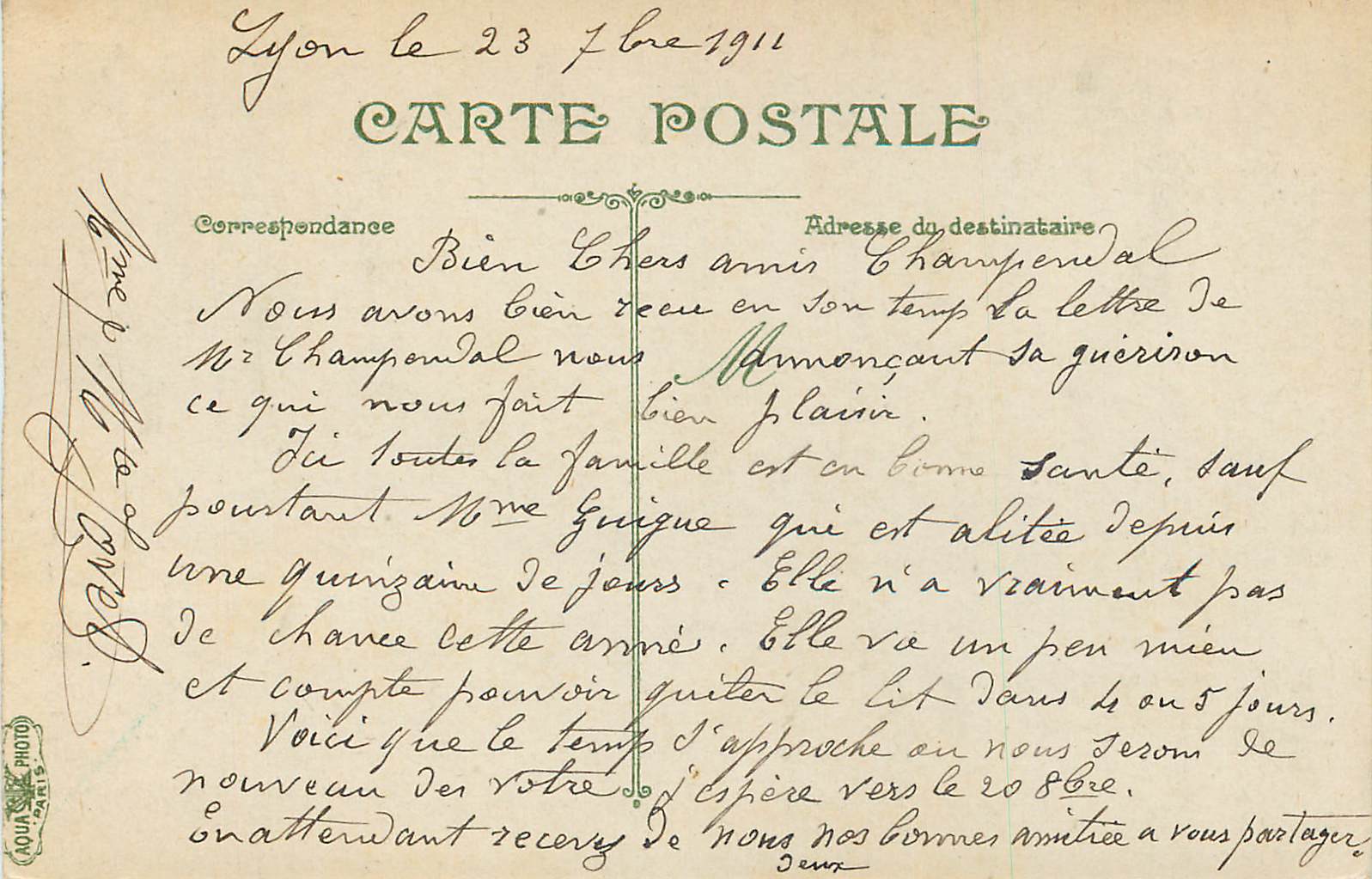 CPA Lyon Entree du Parc de la Tete d'Or — Rückseite