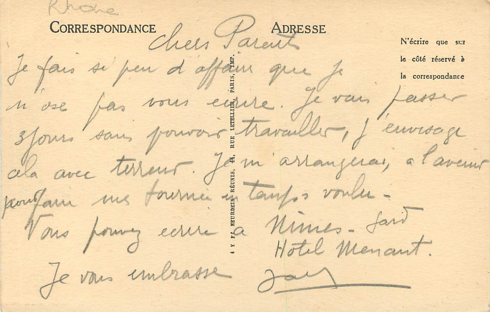 CPA Lyon Vue Generale de Vaise et Entree de la Saone dans Lyon Vue Prise de l'Ascenseur — Verso