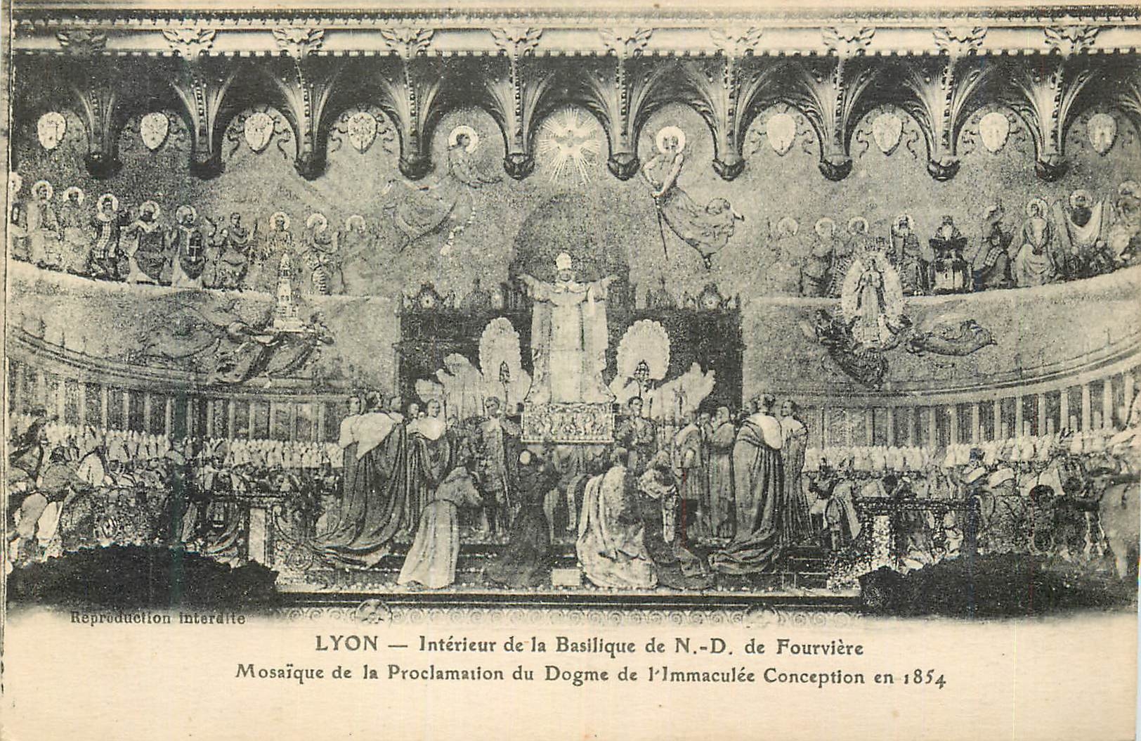 LYON — Intérieur de la Basilique de N.-D. de Fourvière — Mosaïque de la Proclamation du Dogme de l'Immaculée Conception en 1854