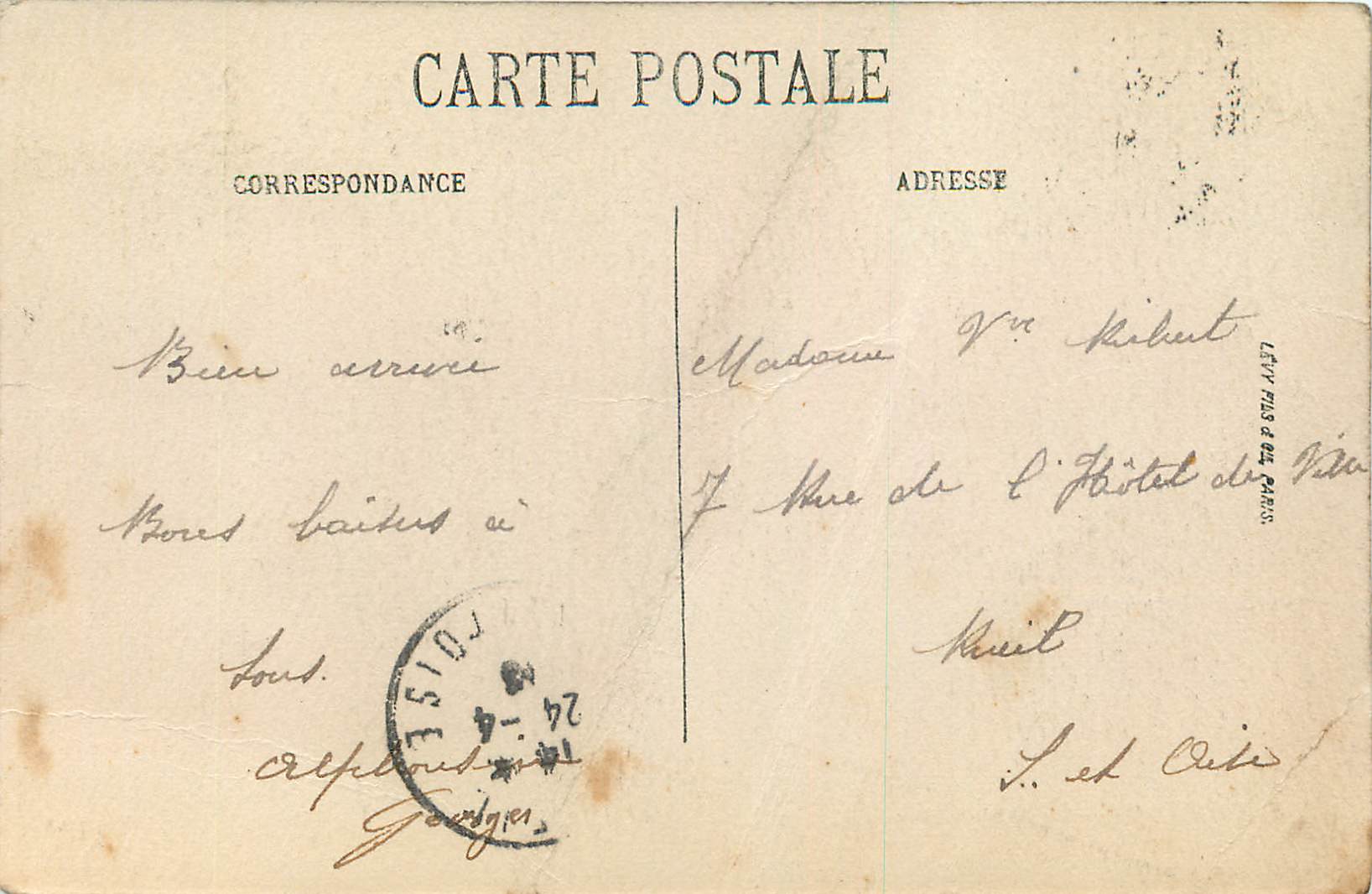 CPA Lyon La Prefecture — Verso