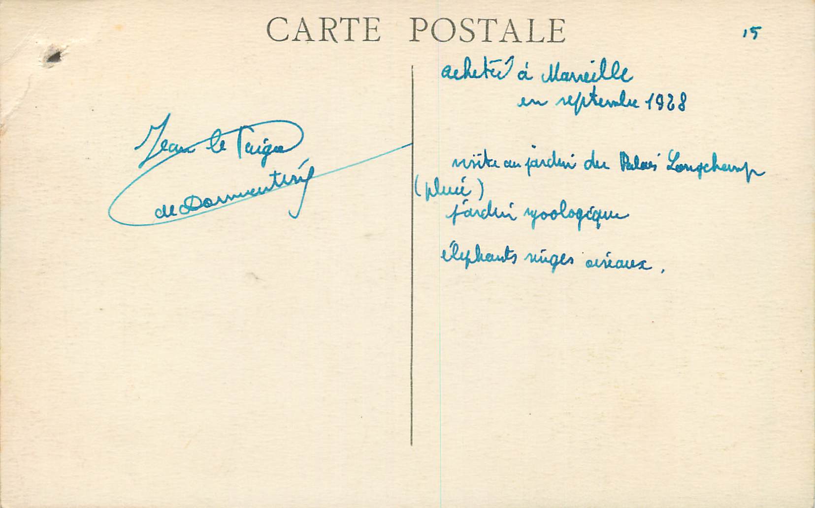 CPA Marseille Palais Longchamp — Verso