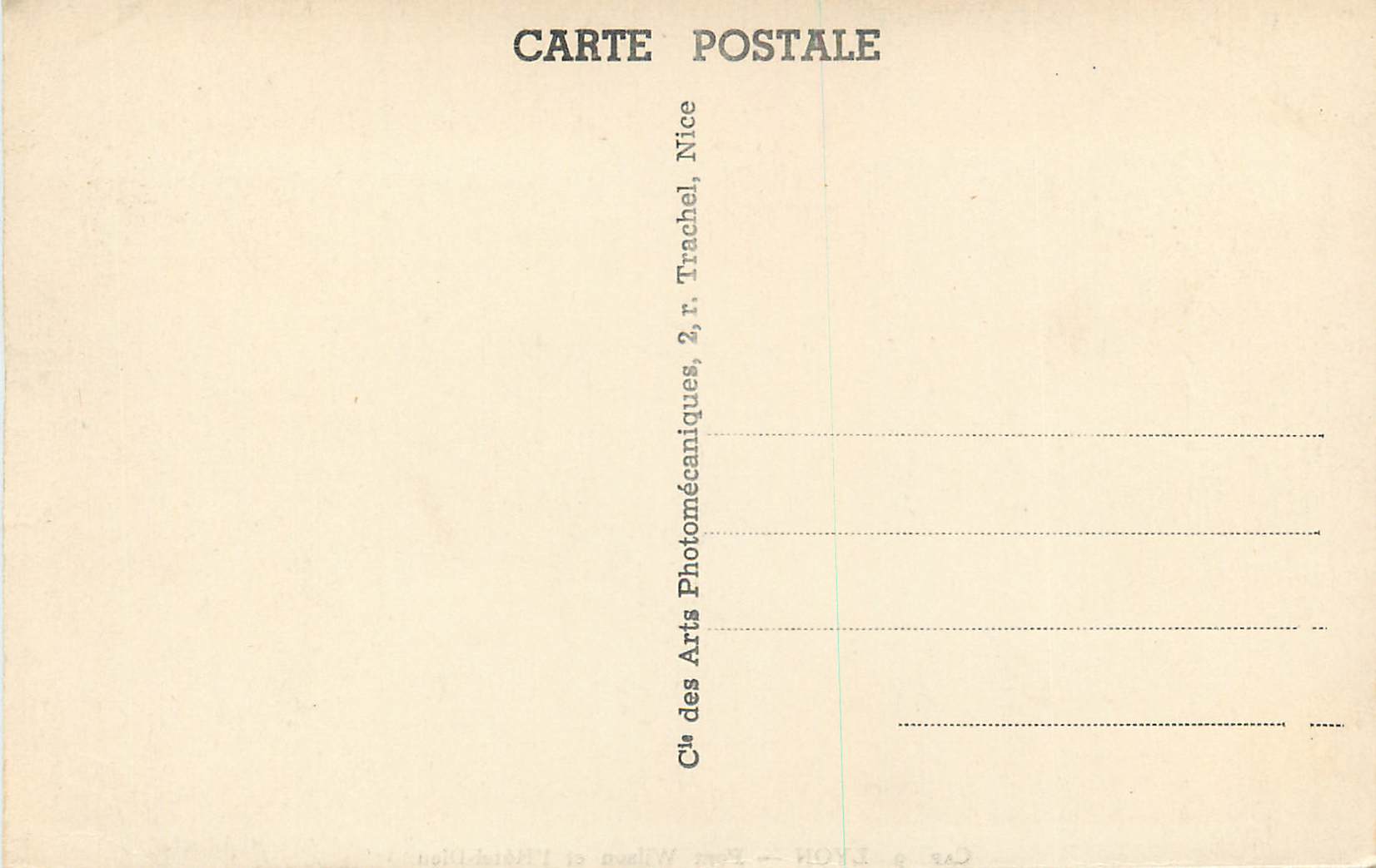 CPA Lyon Pont Wilson et l'Hotel Dieu — Rückseite
