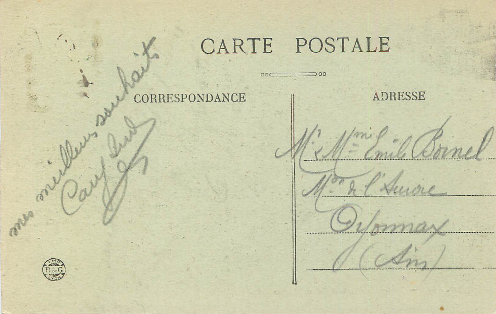 CPA Lyon Poul Colcan St Claire — Verso