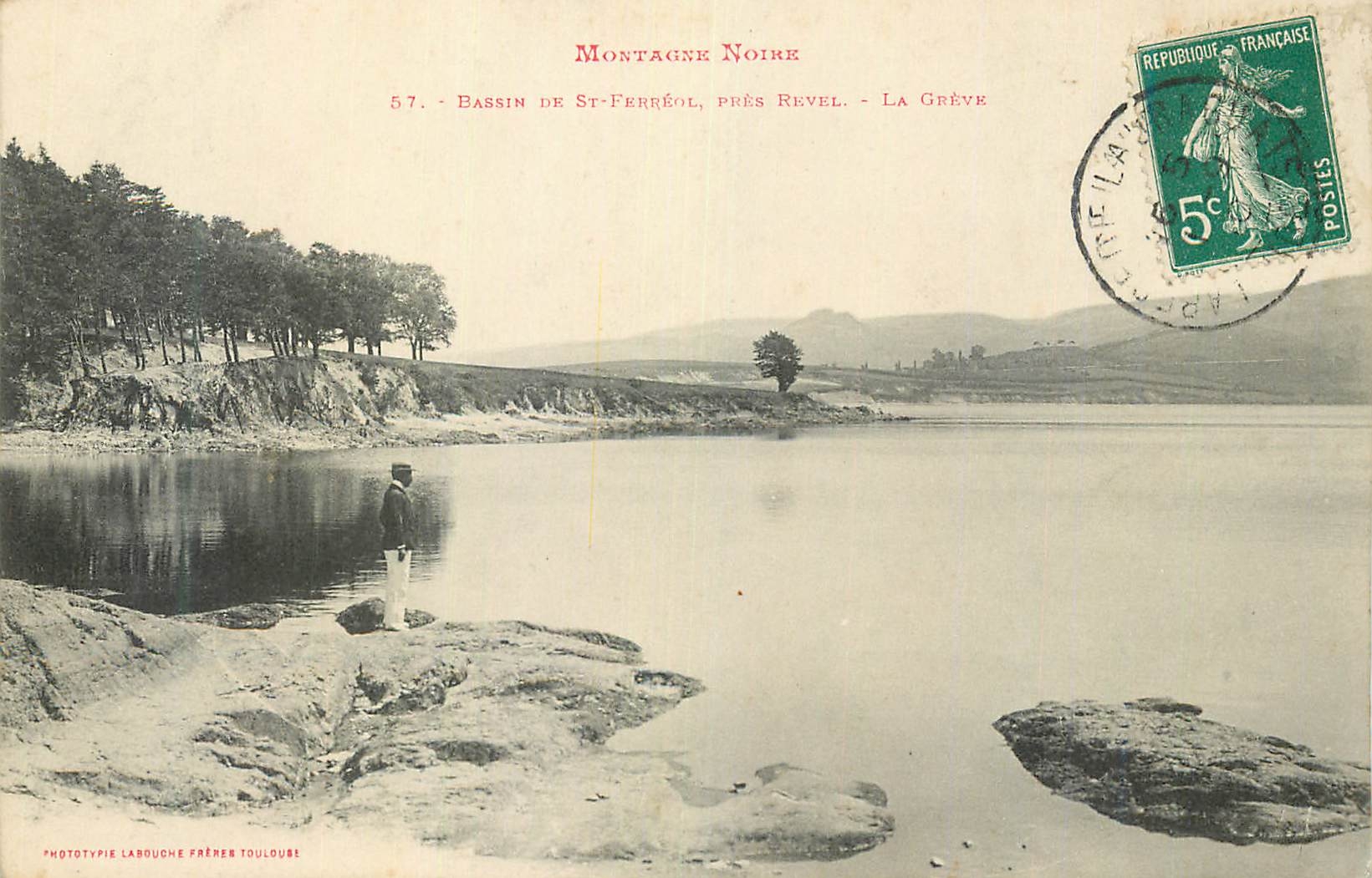 Montagne Noire — Bassin de St-Ferréol, près Revel - La Grève — Phototypie Labouche Frères Toulouse