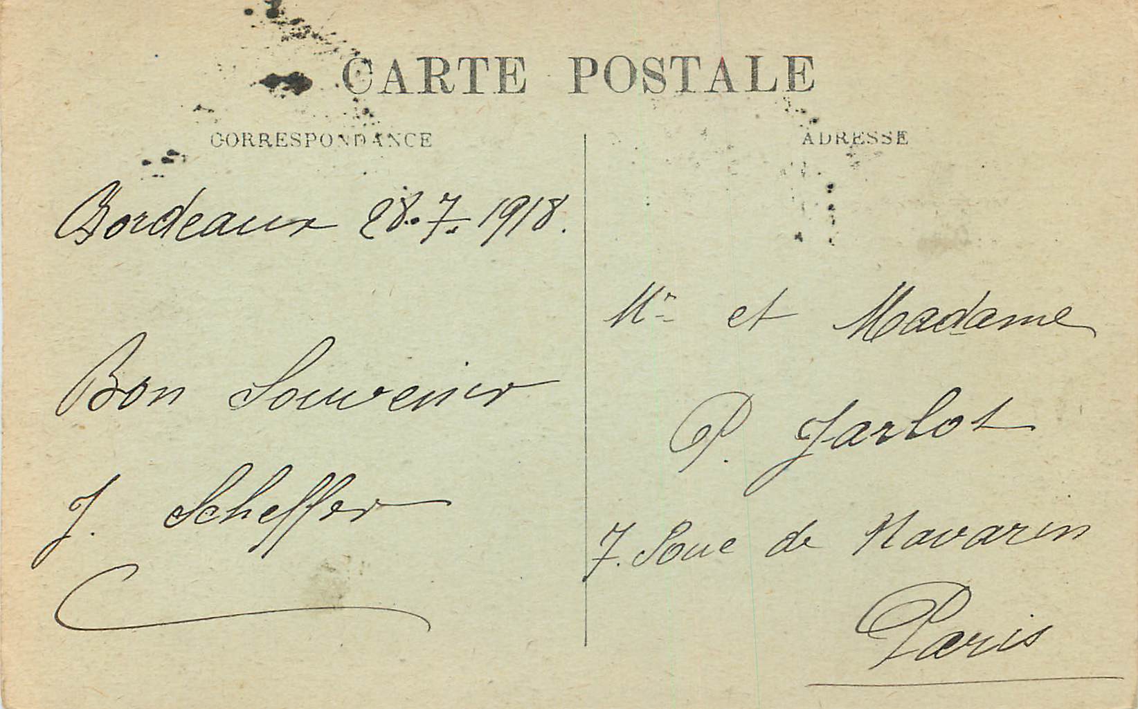 CPA Bordeaux Les Allees de Touny — Verso