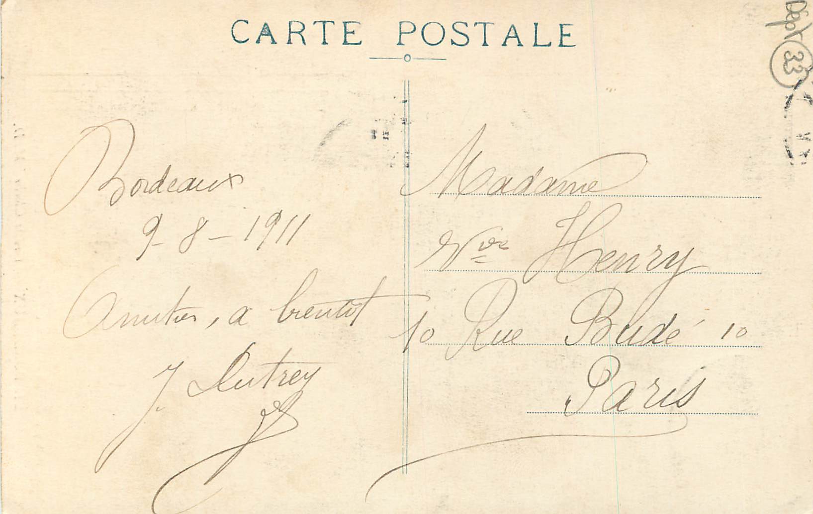 CPA Bordeaux Grosse Cloche Au Magot — Verso