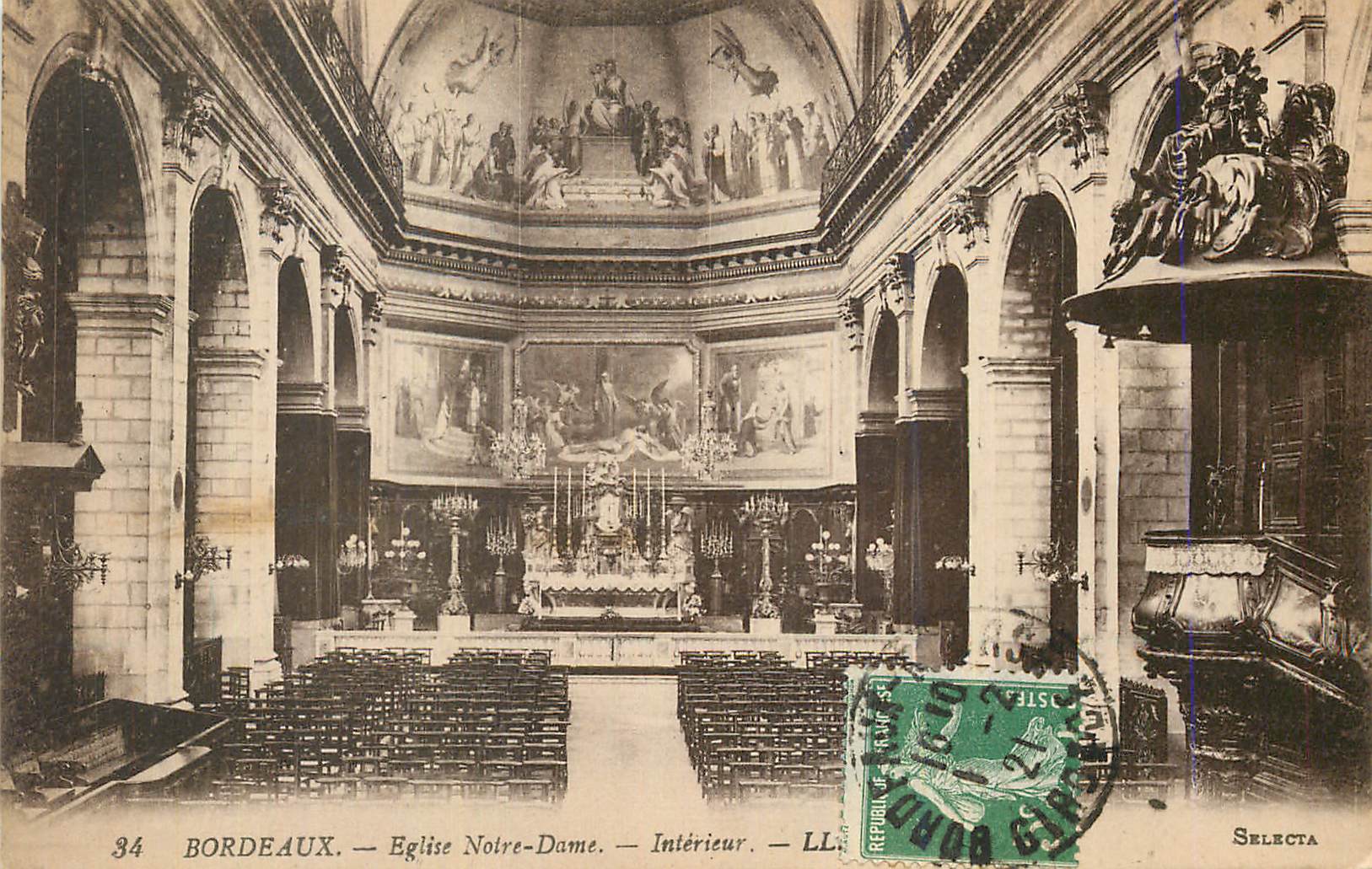CPA Bordeaux Eglise Notre Dame Interieur