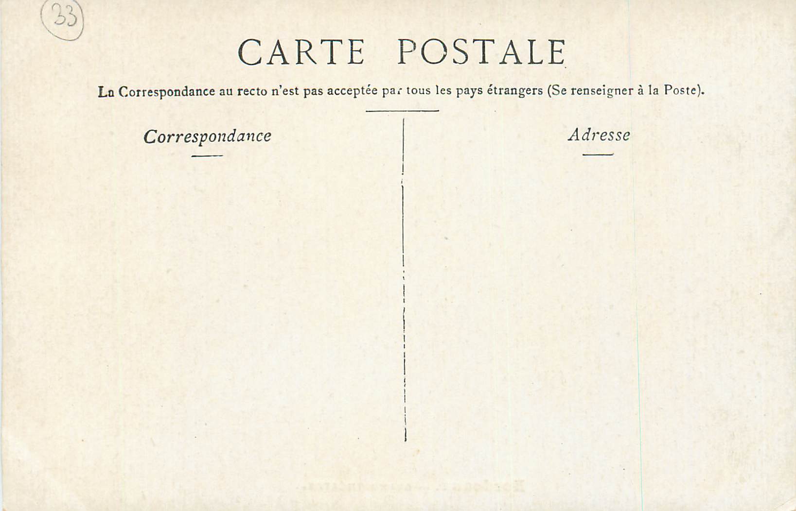 CPA Bordeaux Grand Theatre — Verso