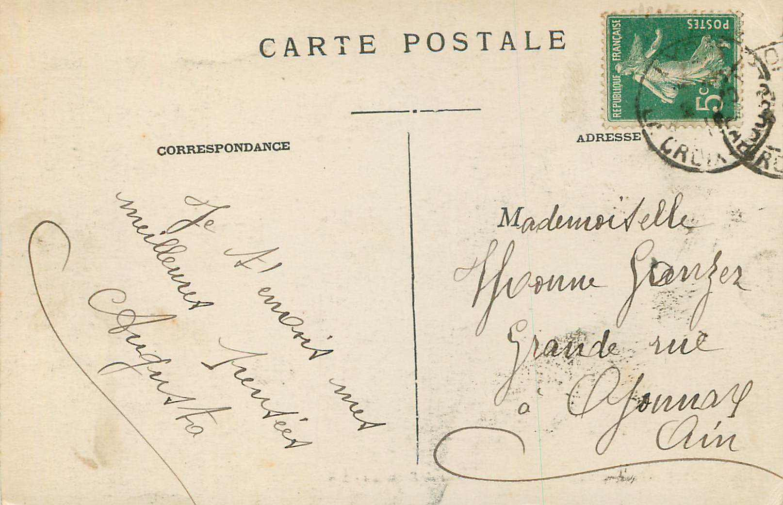 CPA Lyon Pont Du Palais de Justice et Coteau de Fourviere — Verso