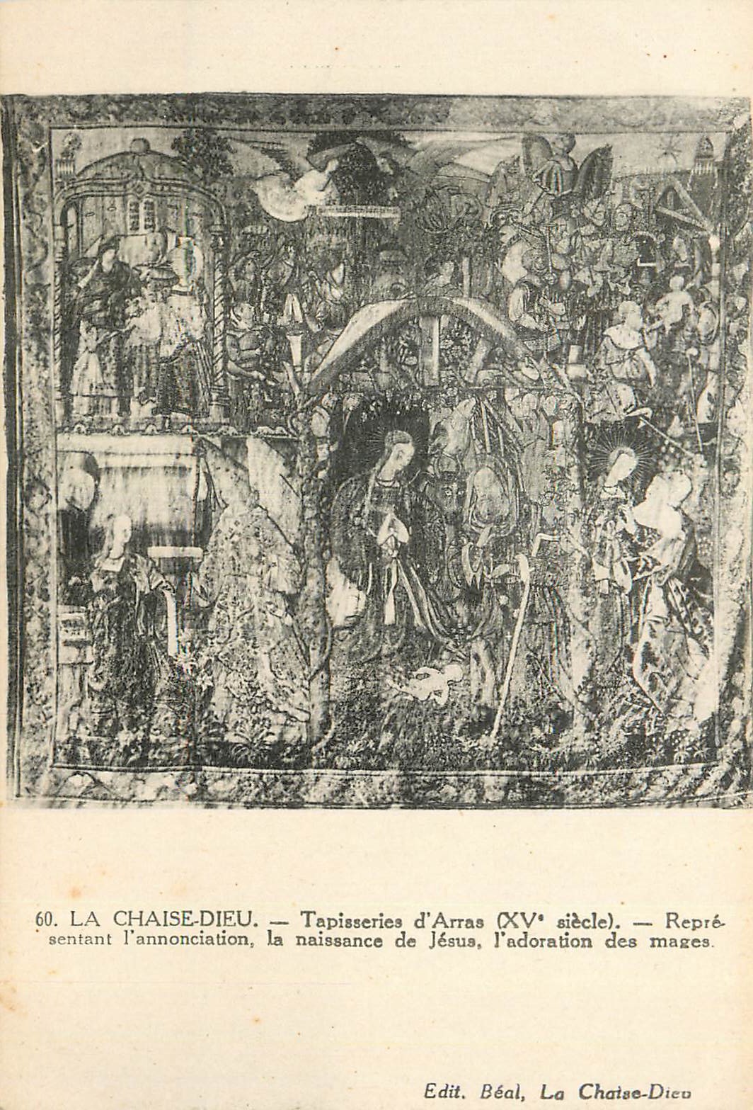 CPA La Chaise Dieu Tapisseries d'Arras (XVe Siecle) Representant L'annonciation La Naissance de Jesus L'Adoration des Ma