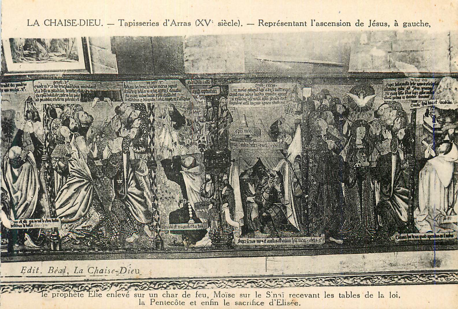 La Chaise-Dieu — Tapisseries d'Arras (XVe siècle) — Représentant l'ascension de Jésus, à gauche, Édit. Béal, La Chaise-Dieu