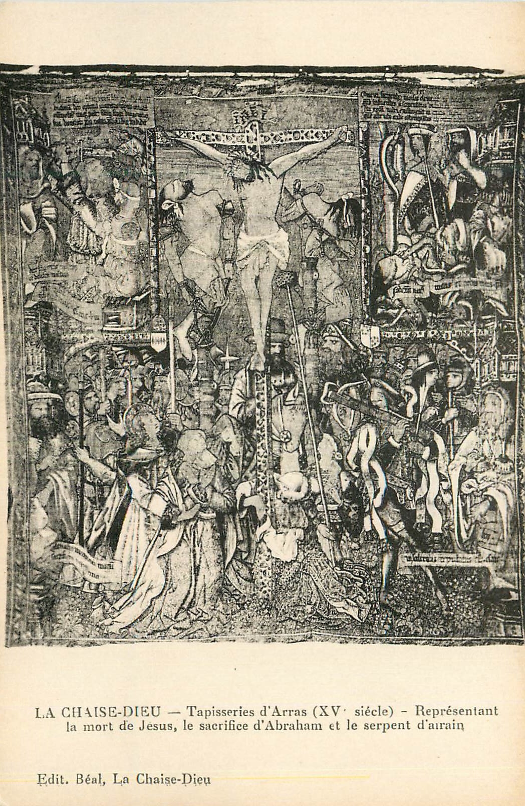 CPA La Chaise Dieu Tapisseries d'Arras (XVe Siecle) Representant La Mort de Jesus Le Sacrifice d'Abraham et le Serpent d