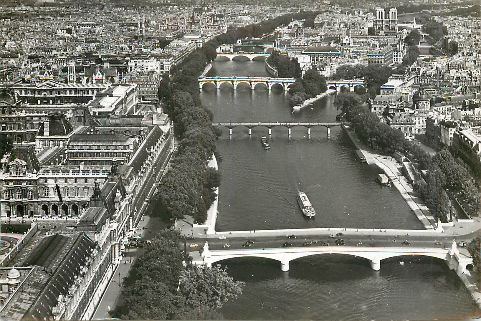 CPM En Avion au dessus de Paris La CitÃ© et Ses Ponts