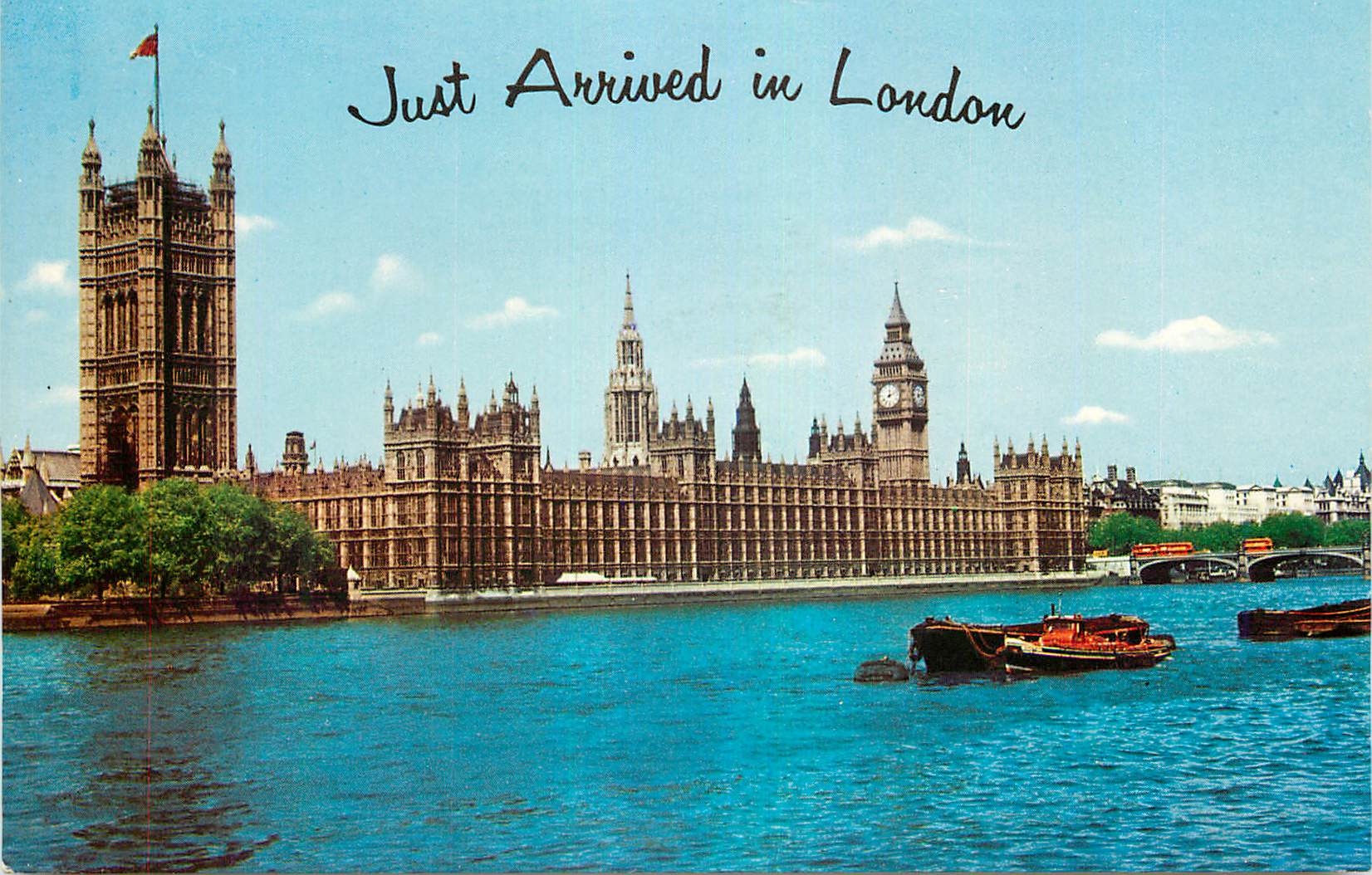 Houses of Parliament, London — vue du Palais de Westminster et de Big Ben — Natural Colour Series, U.S.A.