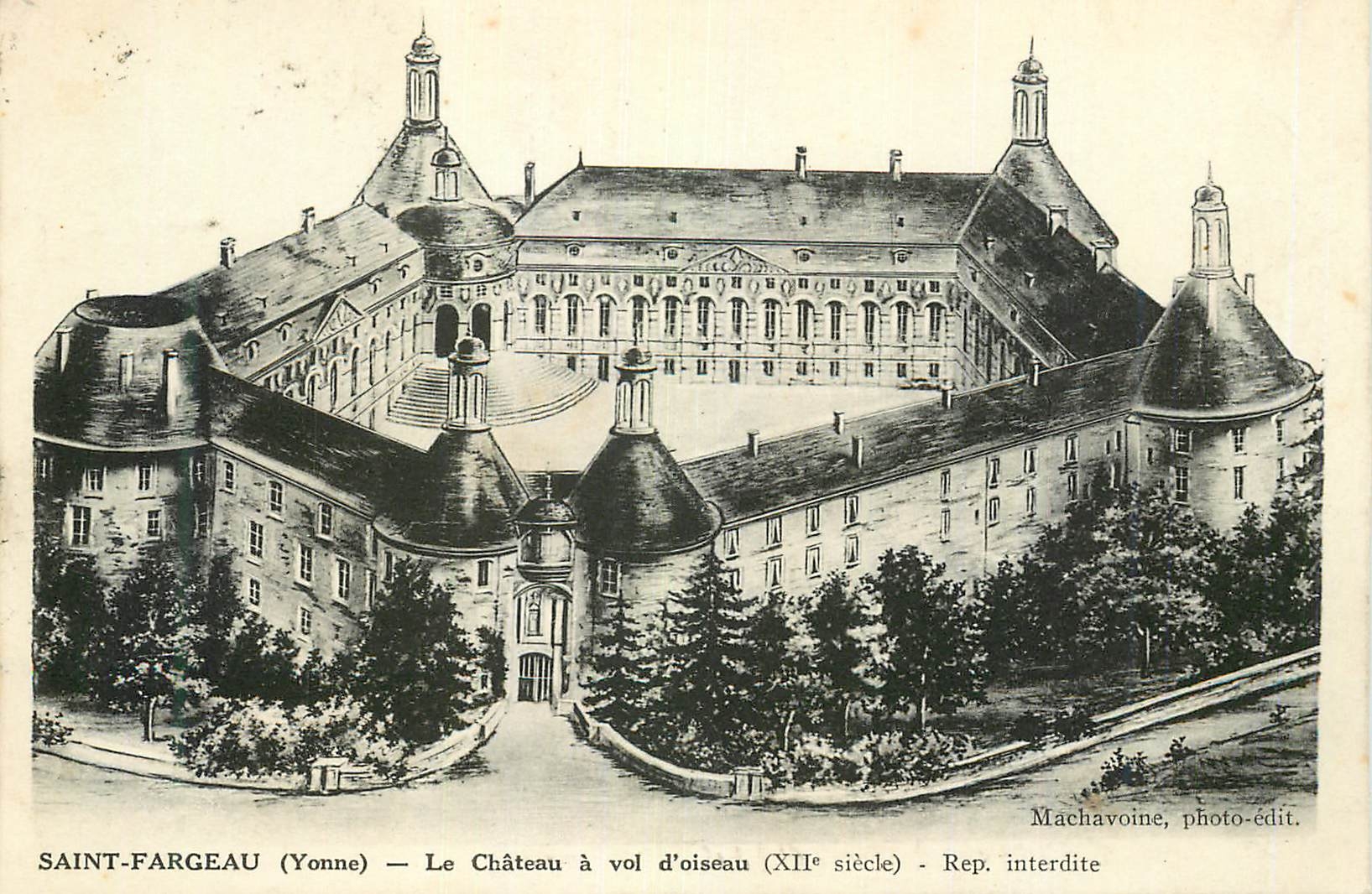 CPA Saint Fargeau (Yonne) Le Chateau a Vol d'Oiseau (XIIe Siecle)