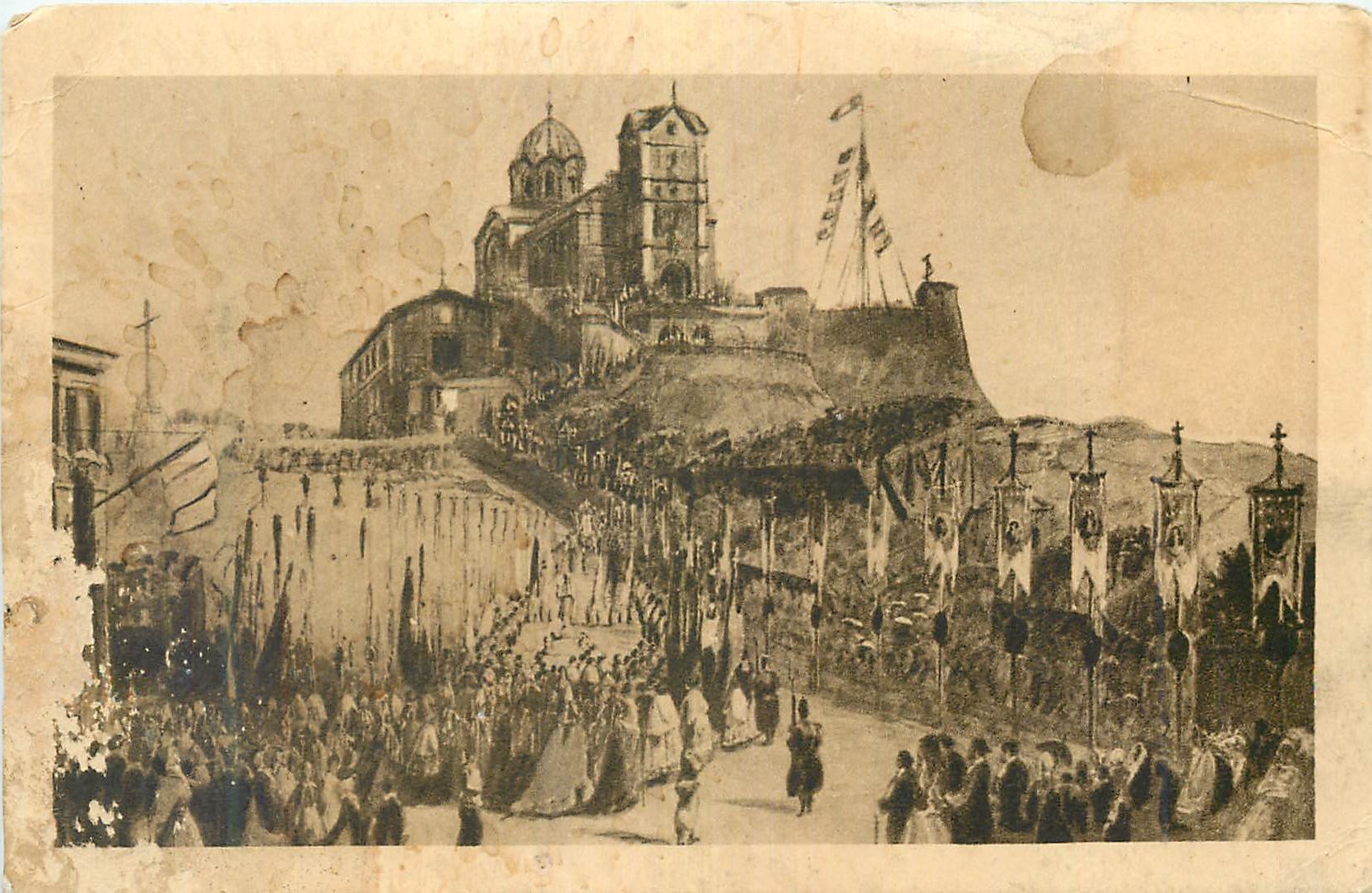CPA Marseille N D de la Garde Procession de l'Inauguration Le 5 Juin 1864