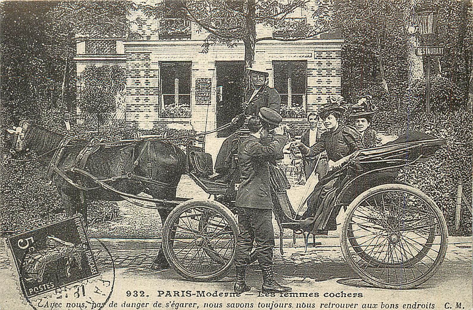 REPRO Paris Moderne Les Femmes Cochers Fouette Cochere