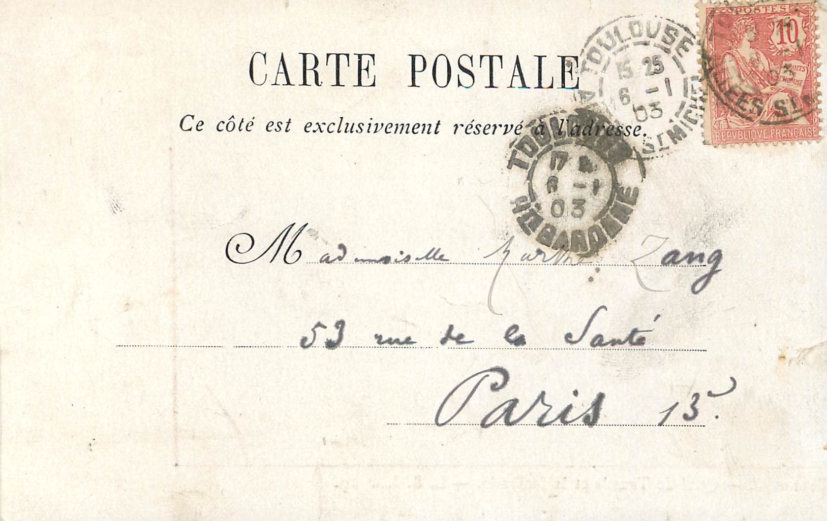 CPA Toulouse Quai de Tounis et la Dalbade — Verso