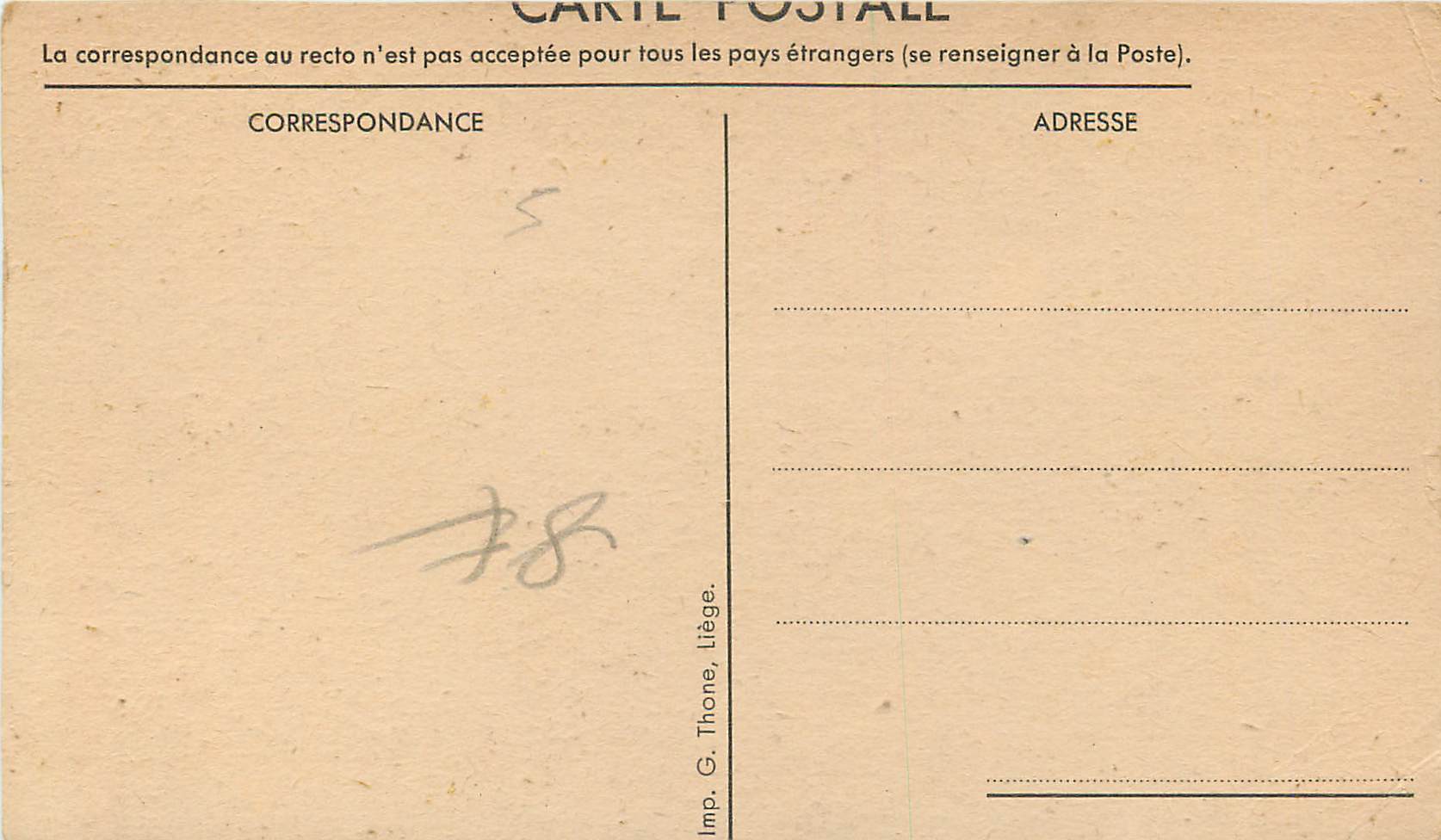 CPA CHemins de Fer du Nord Belge Dinant sur Mesure Rocher Bavard — Rückseite