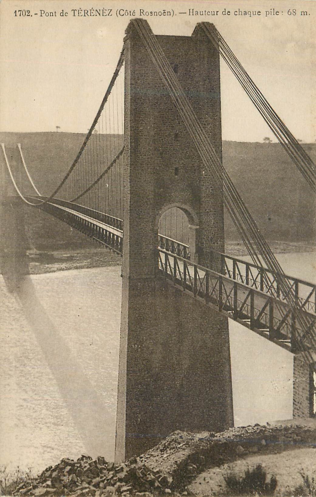 CPA Pont de Terenez (Cote Rosnoen) Hauteur de Chaque Pile 68 m