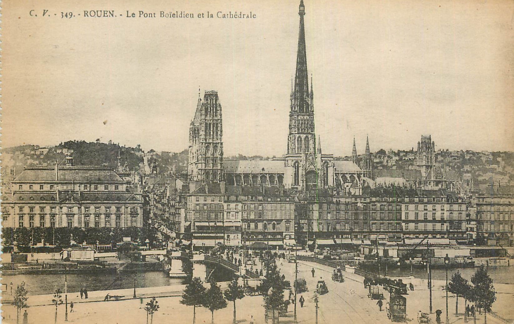 CPA Rouen Le Pont Boieldien et La Cathedrale