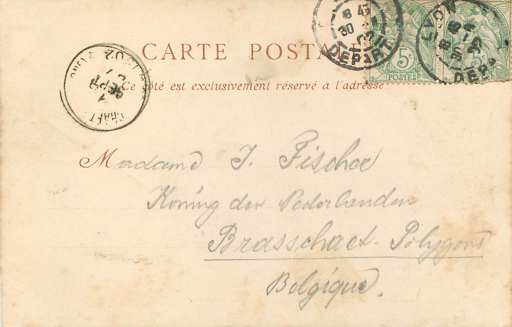 CPA Lyon Le Palais de Justice et le Coteau de Fourviere (carte 1900) — Verso