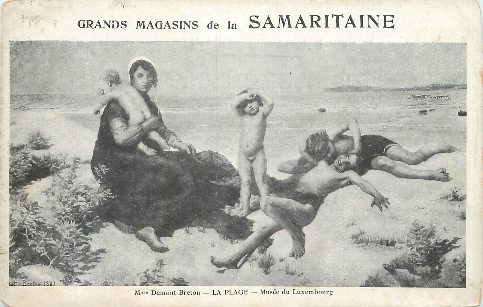CPA Mme Demont Breton La Plage Musee du Luxembourg Grands Magasins de la Samaritaine Samaritaine