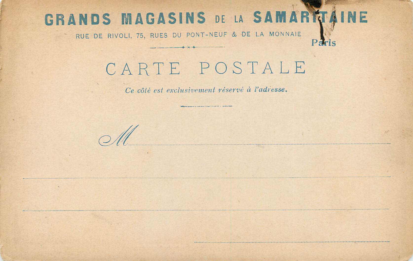 CPA Mme Demont Breton La Plage Musee du Luxembourg Grands Magasins de la Samaritaine Samaritaine — Verso
