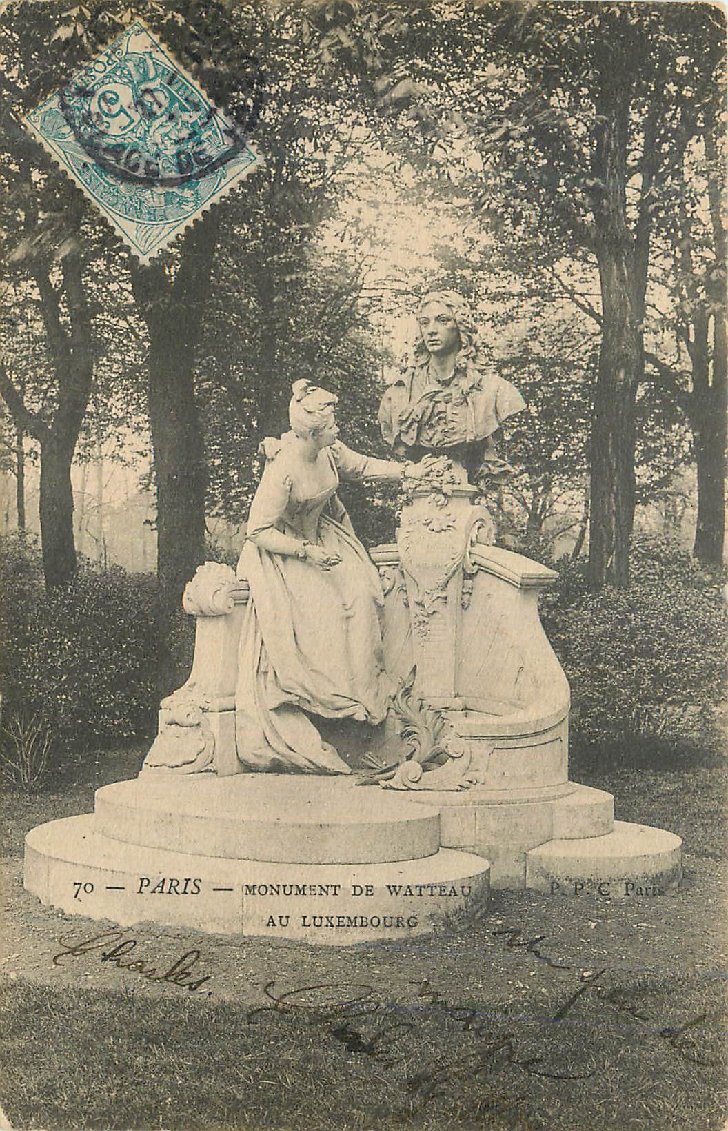 CPA Paris Monument de Watteau au Luxembourg
