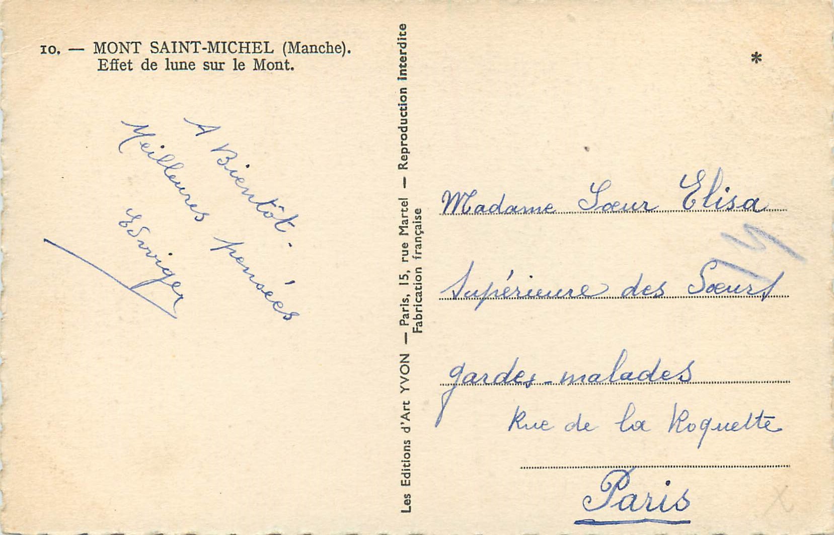 CPA Mont Saint Michel (Manche) Effet de Lune sur le Mont — Verso